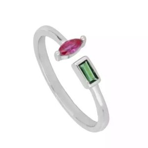 925 Sterling Silver Adjustable Open Zircon Shapes